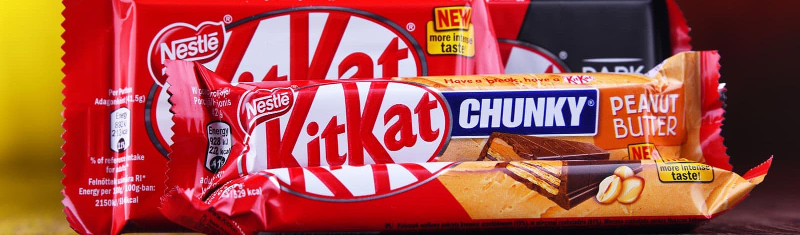 Kitkat, Smarties, Crunch, Dolca, Lion, Milkybar en Santiago